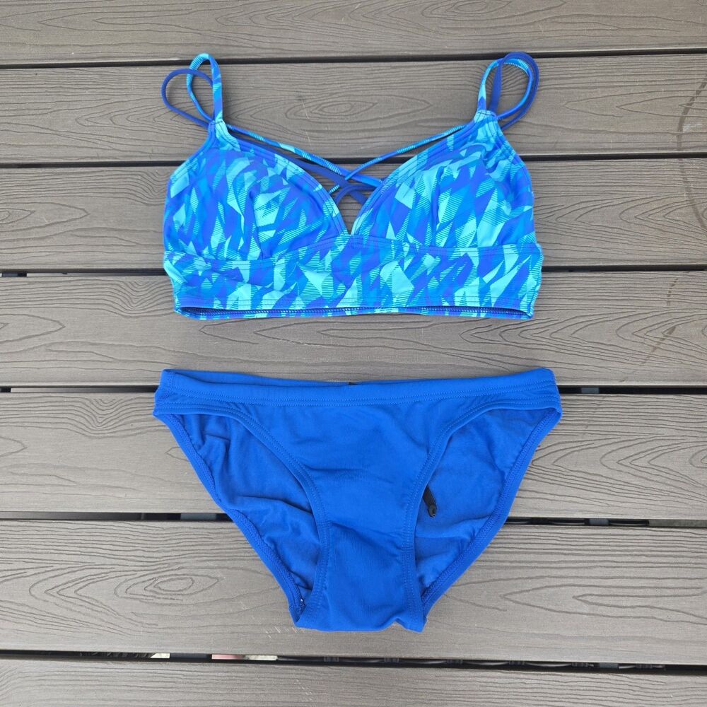 TYR Womens Geometric Brooke Top (S) W/solid Blue Bikini Bottom (XS) NEW Sample